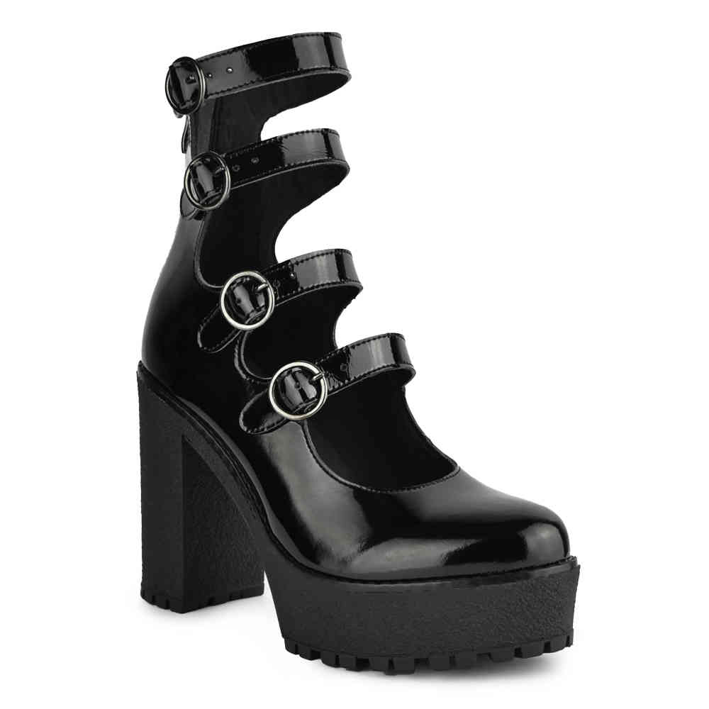 Altercore - Rossie Patent Vegan Platform Boots - Black